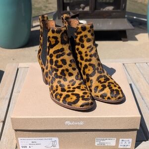 Madewell Reagan Leopard Calf Hair Women's Ankle Boots 6.5